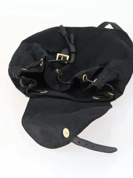 PRADA Backpack Nylon Black Gold Auth ka1154 main image 5